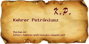 Kehrer Petróniusz névjegykártya
